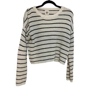 Self Esteem Juniors Net Knit Sweater – White & Black Stripes, Size M